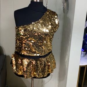 Gold sequin top.
